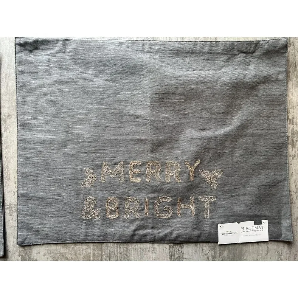 Set of 4 Christmas MERRY & BRIGHT 14